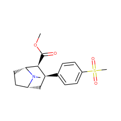 COC(=O)[C@H]1[C@@H](c2ccc(S(C)(=O)=O)cc2)C[C@@H]2CC[C@H]1N2C ZINC000045286509