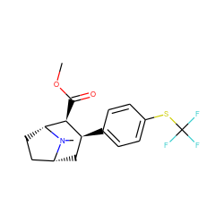 COC(=O)[C@H]1[C@@H](c2ccc(SC(F)(F)F)cc2)C[C@@H]2CC[C@H]1N2C ZINC000045283808