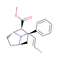 COC(=O)[C@H]1[C@@H](c2ccccc2)C[C@H]2CC[C@H]1N2C/C=C/I ZINC000100791886