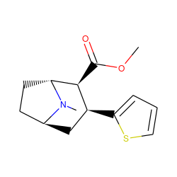 COC(=O)[C@H]1[C@@H](c2cccs2)C[C@H]2CC[C@H]1N2C ZINC000100651694