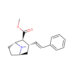 COC(=O)[C@H]1[C@H](/C=C/c2ccccc2)C[C@H]2CC[C@H]1N2C ZINC000101113014