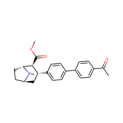 COC(=O)[C@H]1[C@H](c2ccc(-c3ccc(C(C)=O)cc3)cc2)C[C@H]2CC[C@H]1N2C ZINC000253634203