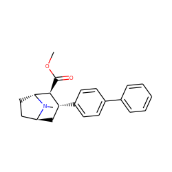 COC(=O)[C@H]1[C@H](c2ccc(-c3ccccc3)cc2)C[C@H]2CC[C@H]1N2C ZINC000101114857