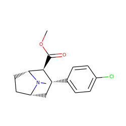 COC(=O)[C@H]1[C@H](c2ccc(Cl)cc2)C[C@@H]2CC[C@H]1N2C ZINC000013586312