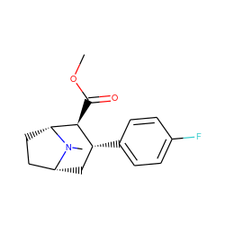 COC(=O)[C@H]1[C@H](c2ccc(F)cc2)C[C@@H]2CC[C@H]1N2C ZINC000003629895