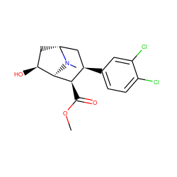 COC(=O)[C@H]1[C@H]2[C@@H](O)C[C@H](C[C@H]1c1ccc(Cl)c(Cl)c1)N2C ZINC000100840838