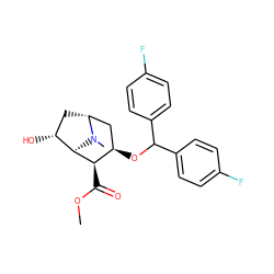 COC(=O)[C@H]1[C@H]2[C@H](O)C[C@H](C[C@H]1OC(c1ccc(F)cc1)c1ccc(F)cc1)N2C ZINC000100891220