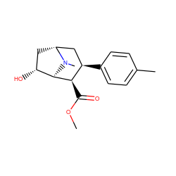 COC(=O)[C@H]1[C@H]2[C@H](O)C[C@H](C[C@H]1c1ccc(C)cc1)N2C ZINC000101090513