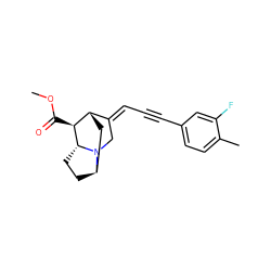 COC(=O)[C@H]1[C@H]2C[C@H]3CC[C@H]1N3C/C2=C\C#Cc1ccc(C)c(F)c1 ZINC000261134016