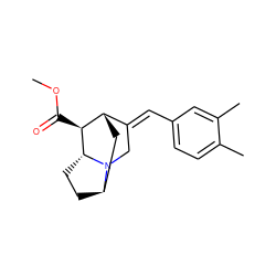 COC(=O)[C@H]1[C@H]2C[C@H]3CC[C@H]1N3C/C2=C\c1ccc(C)c(C)c1 ZINC000253632930