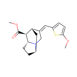 COC(=O)[C@H]1[C@H]2C[C@H]3CC[C@H]1N3C/C2=C\c1ccc(OC)s1 ZINC000253837709