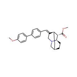 COC(=O)[C@H]1[C@H]2CC[C@H]3CC[C@H]1N(C/C2=C\c1ccc(-c2ccc(OC)cc2)cc1)C3 ZINC000253632583