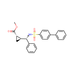 COC(=O)[C@H]1C[C@@H]1[C@H](NS(=O)(=O)c1ccc(-c2ccccc2)cc1)c1ccccc1 ZINC000008019359