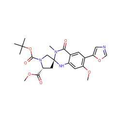 COC(=O)[C@H]1C[C@]2(CN1C(=O)OC(C)(C)C)Nc1cc(OC)c(-c3cnco3)cc1C(=O)N2C ZINC000028563619