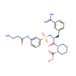 COC(=O)[C@H]1CCCCN1C(=O)[C@H](Cc1cccc(C(=N)N)c1)NS(=O)(=O)c1cccc(NC(=O)CCN)c1 ZINC000049878319