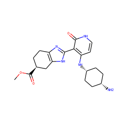 COC(=O)[C@H]1CCc2nc(-c3c(N[C@H]4CC[C@@H](N)CC4)cc[nH]c3=O)[nH]c2C1 ZINC000653729606