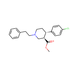 COC(=O)[C@H]1CN(CCc2ccccc2)CC[C@@H]1c1ccc(Cl)cc1 ZINC000013475004
