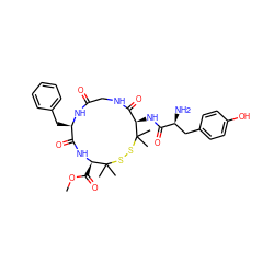 COC(=O)[C@H]1NC(=O)[C@@H](Cc2ccccc2)NC(=O)CNC(=O)[C@@H](NC(=O)[C@@H](N)Cc2ccc(O)cc2)C(C)(C)SSC1(C)C ZINC000026744429