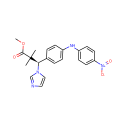 COC(=O)C(C)(C)[C@@H](c1ccc(Nc2ccc([N+](=O)[O-])cc2)cc1)n1ccnc1 ZINC000095562461