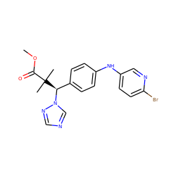 COC(=O)C(C)(C)[C@@H](c1ccc(Nc2ccc(Br)nc2)cc1)n1cncn1 ZINC000095558763