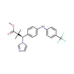 COC(=O)C(C)(C)[C@@H](c1ccc(Nc2ccc(C(F)(F)F)cc2)cc1)n1ccnc1 ZINC000095561642