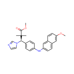 COC(=O)C(C)(C)[C@@H](c1ccc(Nc2ccc3cc(OC)ccc3c2)cc1)n1ccnc1 ZINC000071317998