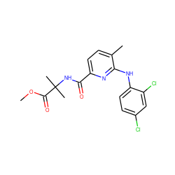 COC(=O)C(C)(C)NC(=O)c1ccc(C)c(Nc2ccc(Cl)cc2Cl)n1 ZINC000150271877