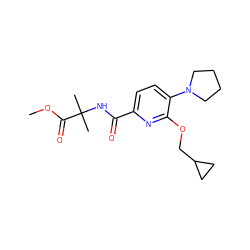 COC(=O)C(C)(C)NC(=O)c1ccc(N2CCCC2)c(OCC2CC2)n1 ZINC000150064518