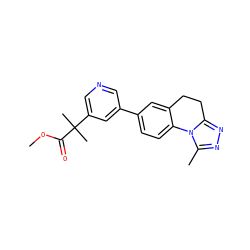 COC(=O)C(C)(C)c1cncc(-c2ccc3c(c2)CCc2nnc(C)n2-3)c1 ZINC000143834340