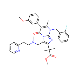 COC(=O)C(C)(C)c1nc2n(Cc3ccccc3F)c(C)c(-c3cccc(OC)c3)c(=O)n2c1CN(C)CCc1ccccn1 ZINC000029467993