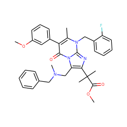 COC(=O)C(C)(C)c1nc2n(Cc3ccccc3F)c(C)c(-c3cccc(OC)c3)c(=O)n2c1CN(C)Cc1ccccc1 ZINC000096300996