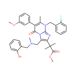 COC(=O)C(C)(C)c1nc2n(Cc3ccccc3F)c(C)c(-c3cccc(OC)c3)c(=O)n2c1CN(C)Cc1ccccc1O ZINC000029473774