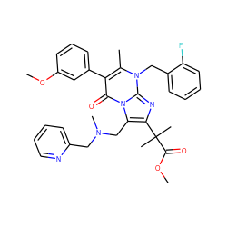 COC(=O)C(C)(C)c1nc2n(Cc3ccccc3F)c(C)c(-c3cccc(OC)c3)c(=O)n2c1CN(C)Cc1ccccn1 ZINC000096300994