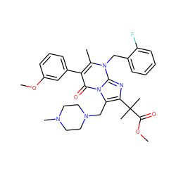 COC(=O)C(C)(C)c1nc2n(Cc3ccccc3F)c(C)c(-c3cccc(OC)c3)c(=O)n2c1CN1CCN(C)CC1 ZINC000029473779