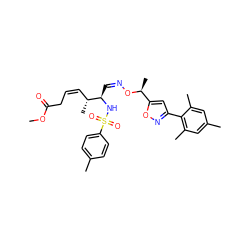 COC(=O)C/C=C\[C@@H](C)[C@@H](/C=N\O[C@@H](C)c1cc(-c2c(C)cc(C)cc2C)no1)NS(=O)(=O)c1ccc(C)cc1 ZINC000008035700