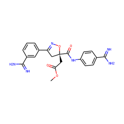 COC(=O)C[C@@]1(C(=O)Nc2ccc(C(=N)N)cc2)CC(c2cccc(C(=N)N)c2)=NO1 ZINC000012355178