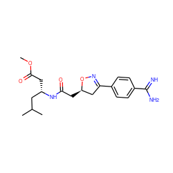 COC(=O)C[C@@H](CC(C)C)NC(=O)C[C@@H]1CC(c2ccc(C(=N)N)cc2)=NO1 ZINC000013763281