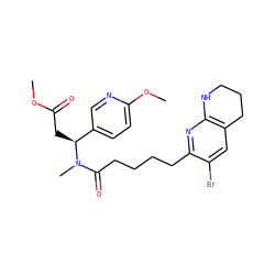 COC(=O)C[C@@H](c1ccc(OC)nc1)N(C)C(=O)CCCCc1nc2c(cc1Br)CCCN2 ZINC000025999862