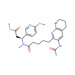 COC(=O)C[C@@H](c1ccc(OC)nc1)N(C)C(=O)CCCCc1nc2c(cc1NC(C)=O)CCCN2 ZINC000025998981