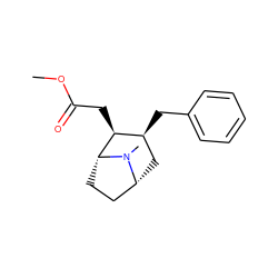 COC(=O)C[C@H]1[C@@H](Cc2ccccc2)C[C@@H]2CC[C@H]1N2C ZINC000003959784