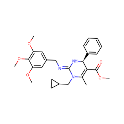 COC(=O)C1=C(C)N(CC2CC2)/C(=N/Cc2cc(OC)c(OC)c(OC)c2)N[C@H]1c1ccccc1 ZINC000015935497