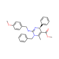 COC(=O)C1=C(C)N(Cc2ccccc2)C(NCc2ccc(OC)cc2)=N[C@H]1c1ccccc1 ZINC000036379143