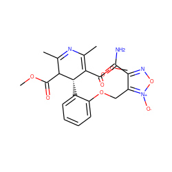 COC(=O)C1=C(C)N=C(C)C(C(=O)OC)[C@H]1c1ccccc1OCc1c(C(N)=O)no[n+]1[O-] ZINC000027622085