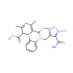 COC(=O)C1=C(C)N=C(C)C(C(=O)OC)[C@H]1c1ccccc1OCc1no[n+]([O-])c1C(N)=O ZINC000027627636