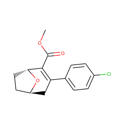 COC(=O)C1=C(c2ccc(Cl)cc2)C[C@H]2CC[C@H]1O2 ZINC000101015409