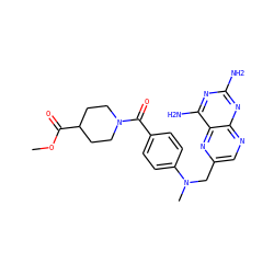 COC(=O)C1CCN(C(=O)c2ccc(N(C)Cc3cnc4nc(N)nc(N)c4n3)cc2)CC1 ZINC000053683191