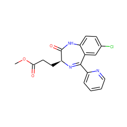 COC(=O)CC[C@@H]1N=C(c2ccccn2)c2cc(Cl)ccc2NC1=O ZINC000013860478