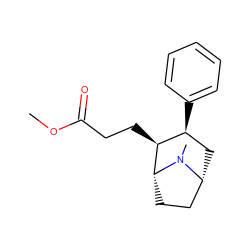 COC(=O)CC[C@H]1[C@@H](c2ccccc2)C[C@@H]2CC[C@H]1N2C ZINC000013739709