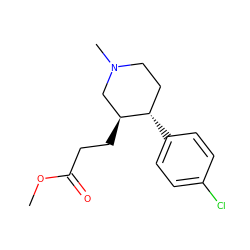 COC(=O)CC[C@H]1CN(C)CC[C@@H]1c1ccc(Cl)cc1 ZINC000013579487