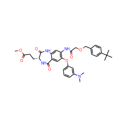 COC(=O)CC[C@H]1NC(=O)c2cc(Oc3cccc(N(C)C)c3)c(NC(=O)COCc3ccc(C(C)(C)C)cc3)cc2NC1=O ZINC001772617276